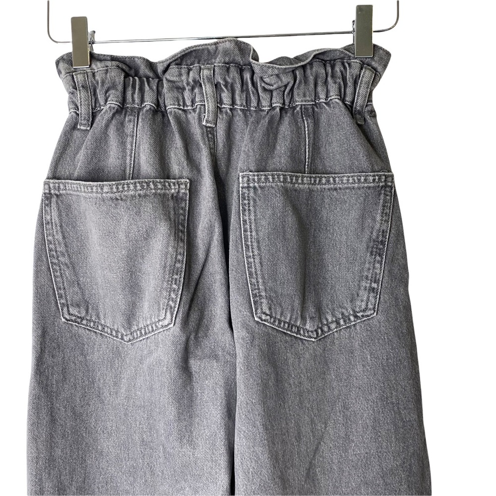 Zara Super High Rise Paperbag Waist Mom Boyfriend Engineering Crop Jeans Size 0 - Picture 10 of 13